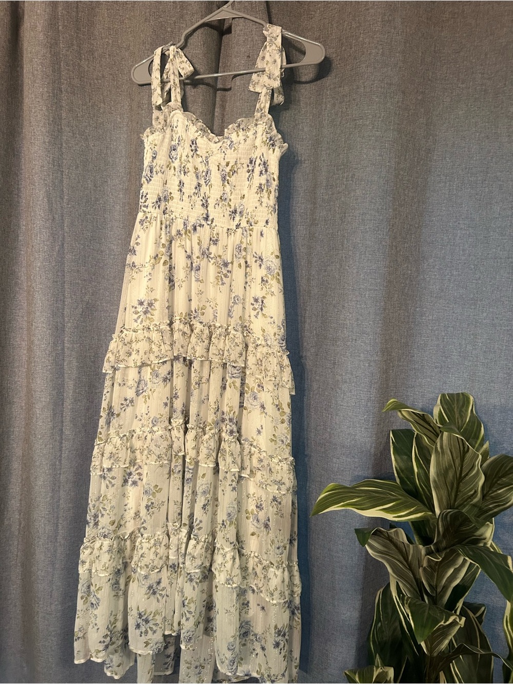 Altar'd State Cream Maxi Dress with Blue Floral Print. Never worn.
